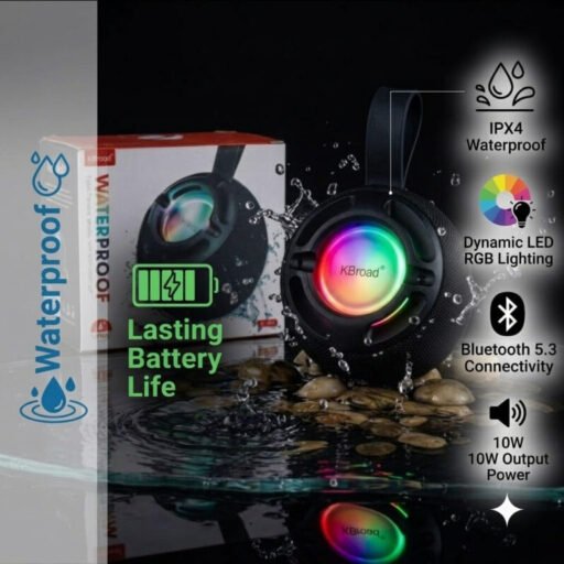 1001095354 KBroad Waterproof Portable Speaker with RGB Light - Image 1